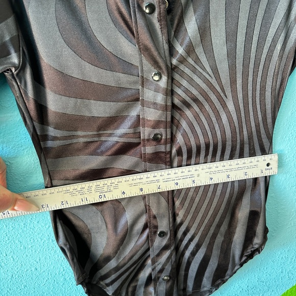 Original 80s 90s Patricial Field NYC snap front zebra striped shirt S - Picture 6 of 7